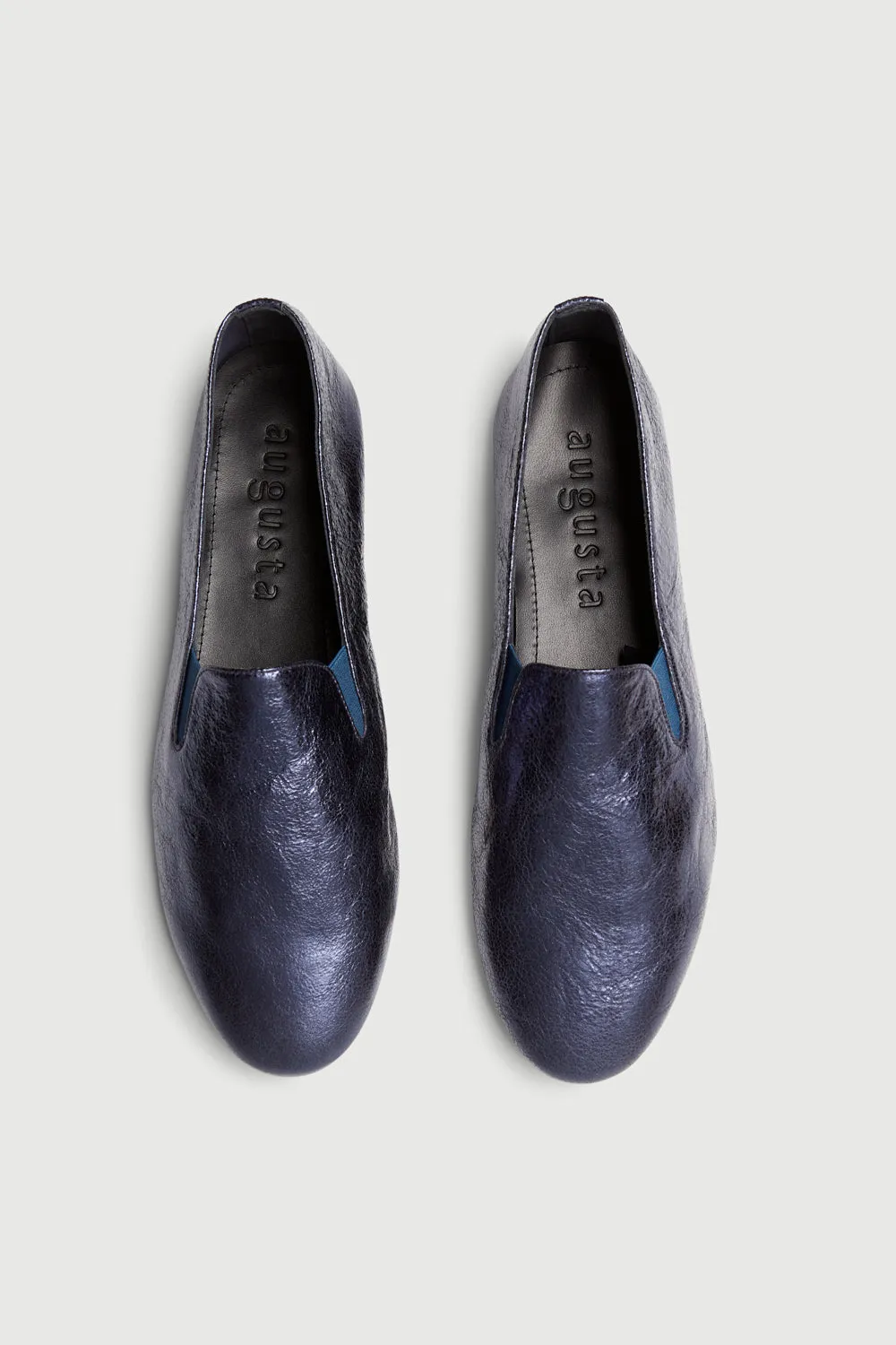 Cleo Loafers in Ocean-coloured Metallic Leather